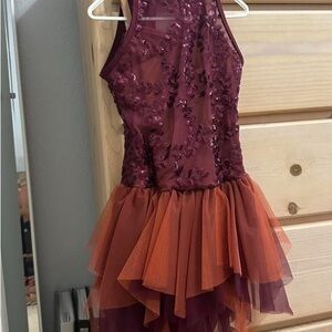Burgundy and Orange Sequin Dress